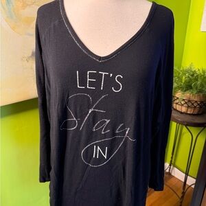 Apt. 9 Black 'Let's Stay In' Long Sleeve Tee